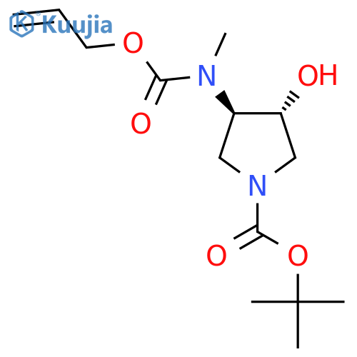 rac-tert-butyl (3R,4R)-3-hydroxy-4-{methyl(prop-2-en-1-yloxy)carbonylamino}pyrrolidine-1-carboxylate structure