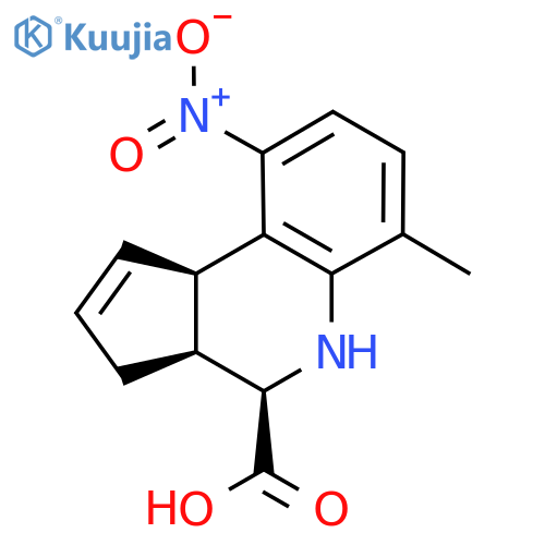 rac-(3aR,4S,9bS)-6-methyl-9-nitro-3H,3aH,4H,5H,9bH-cyclopentacquinoline-4-carboxylic acid structure