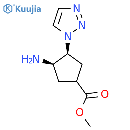 rac-methyl (3R,4S)-3-amino-4-(1H-1,2,3-triazol-1-yl)cyclopentane-1-carboxylate structure