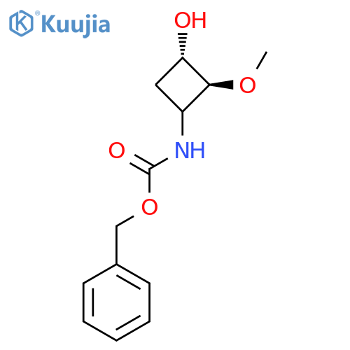 rac-benzyl N-(2R,3R)-3-hydroxy-2-methoxycyclobutylcarbamate structure