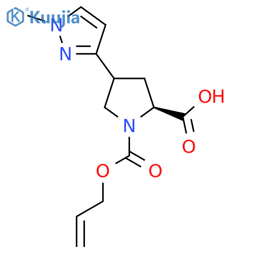 (2S)-4-(1-methyl-1H-pyrazol-3-yl)-1-[(prop-2-en-1-yloxy)carbonyl]pyrrolidine-2-carboxylic acid structure
