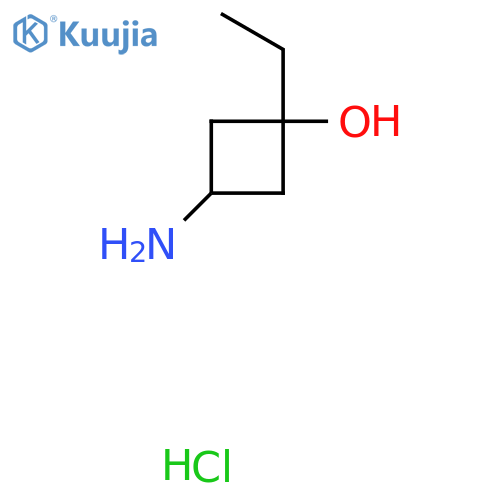 rac-(1s,3r)-3-amino-1-ethylcyclobutan-1-ol hydrochloride structure