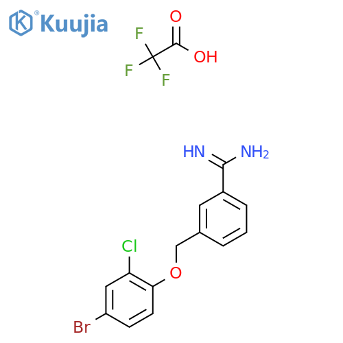 3-(4-bromo-2-chlorophenoxy)methylbenzene-1-carboximidamide, trifluoroacetic acid structure