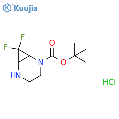 tert-butyl 7,7-difluoro-2,5-diazabicyclo4.1.0heptane-2-carboxylate hydrochloride structure