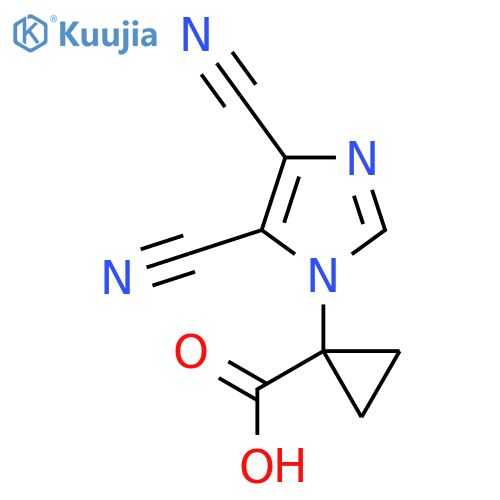 1-(4,5-dicyano-1H-imidazol-1-yl)cyclopropane-1-carboxylic acid structure
