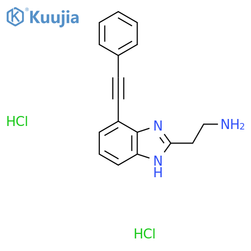 2-7-(2-phenylethynyl)-1H-1,3-benzodiazol-2-ylethan-1-amine dihydrochloride structure