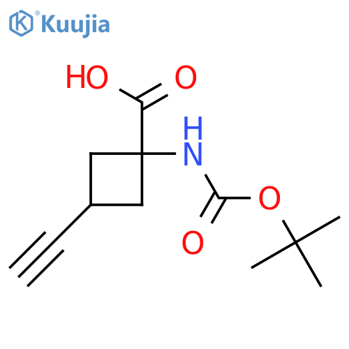1-{[(Tert-butoxy)carbonyl]amino}-3-ethynylcyclobutane-1-carboxylic acid structure