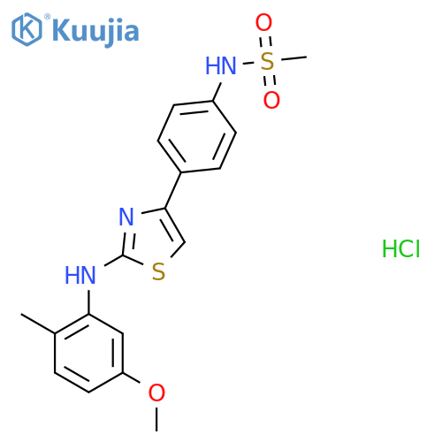 N-(4-{2-[(5-methoxy-2-methylphenyl)amino]-1,3-thiazol-4-yl}phenyl)methanesulfonamide hydrochloride structure