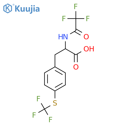 2-(2,2,2-trifluoroacetamido)-3-{4-(trifluoromethyl)sulfanylphenyl}propanoic acid structure