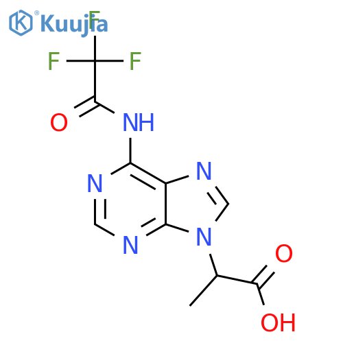 2-6-(2,2,2-trifluoroacetamido)-9H-purin-9-ylpropanoic acid structure