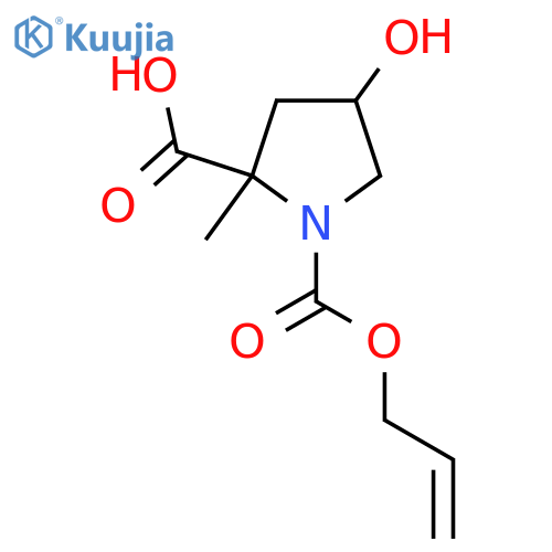 4-hydroxy-2-methyl-1-(prop-2-en-1-yloxy)carbonylpyrrolidine-2-carboxylic acid structure