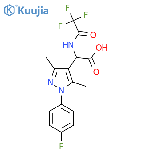 2-1-(4-fluorophenyl)-3,5-dimethyl-1H-pyrazol-4-yl-2-(2,2,2-trifluoroacetamido)acetic acid structure