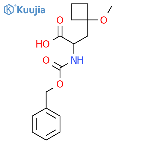 2-{(benzyloxy)carbonylamino}-3-(1-methoxycyclobutyl)propanoic acid structure