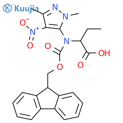 2-(1,3-dimethyl-4-nitro-1H-pyrazol-5-yl)({(9H-fluoren-9-yl)methoxycarbonyl})aminobutanoic acid structure