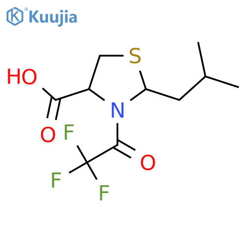 2-(2-Methylpropyl)-3-(2,2,2-trifluoroacetyl)-1,3-thiazolidine-4-carboxylic acid structure
