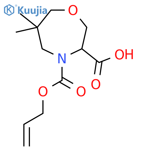 6,6-dimethyl-4-(prop-2-en-1-yloxy)carbonyl-1,4-oxazepane-3-carboxylic acid structure