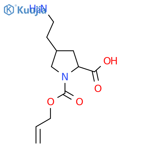 4-(2-aminoethyl)-1-(prop-2-en-1-yloxy)carbonylpyrrolidine-2-carboxylic acid structure