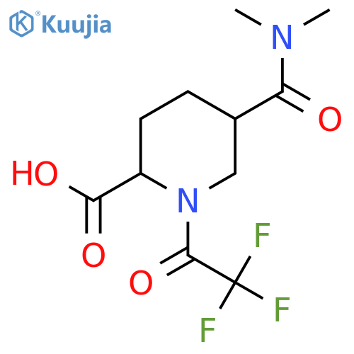 5-(Dimethylcarbamoyl)-1-(2,2,2-trifluoroacetyl)piperidine-2-carboxylic acid structure