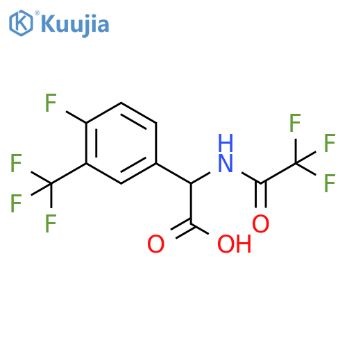 2-4-fluoro-3-(trifluoromethyl)phenyl-2-(2,2,2-trifluoroacetamido)acetic acid structure