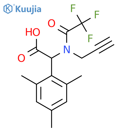 2-2,2,2-trifluoro-N-(prop-2-yn-1-yl)acetamido-2-(2,4,6-trimethylphenyl)acetic acid structure