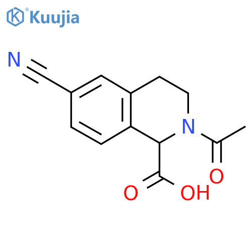 2-Acetyl-6-cyano-1,2,3,4-tetrahydroisoquinoline-1-carboxylic acid structure