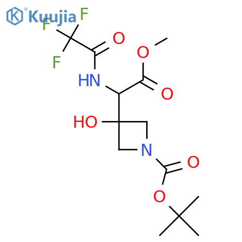 tert-butyl 3-hydroxy-3-2-methoxy-2-oxo-1-(2,2,2-trifluoroacetamido)ethylazetidine-1-carboxylate structure