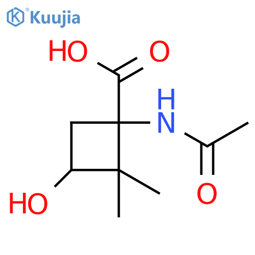 1-Acetamido-3-hydroxy-2,2-dimethylcyclobutane-1-carboxylic acid structure