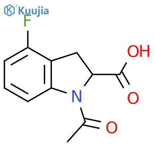 1-acetyl-4-fluoro-2,3-dihydro-1H-indole-2-carboxylic acid structure