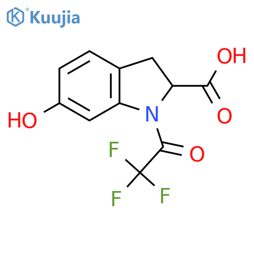 6-hydroxy-1-(2,2,2-trifluoroacetyl)-2,3-dihydro-1H-indole-2-carboxylic acid structure