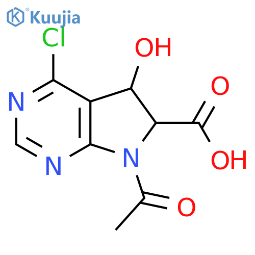 7-acetyl-4-chloro-5-hydroxy-5H,6H,7H-pyrrolo2,3-dpyrimidine-6-carboxylic acid structure