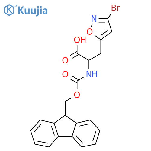 3-(3-bromo-1,2-oxazol-5-yl)-2-({(9H-fluoren-9-yl)methoxycarbonyl}amino)propanoic acid structure