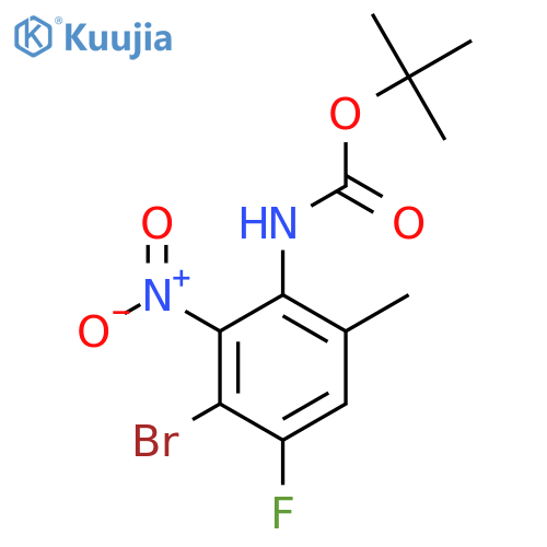 tert-butyl N-(3-bromo-4-fluoro-6-methyl-2-nitrophenyl)carbamate structure