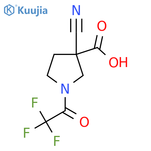 3-Cyano-1-(2,2,2-trifluoroacetyl)pyrrolidine-3-carboxylic acid structure