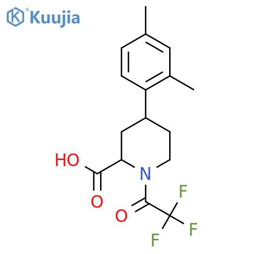 4-(2,4-Dimethylphenyl)-1-(2,2,2-trifluoroacetyl)piperidine-2-carboxylic acid structure