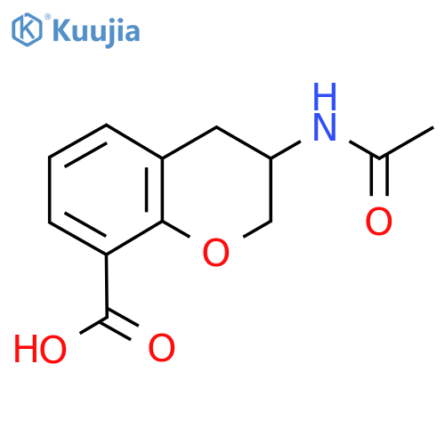 3-acetamido-3,4-dihydro-2H-1-benzopyran-8-carboxylic acid structure