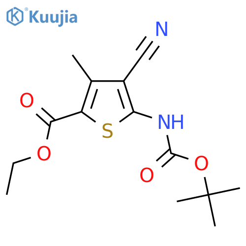 ethyl 5-{(tert-butoxy)carbonylamino}-4-cyano-3-methylthiophene-2-carboxylate structure