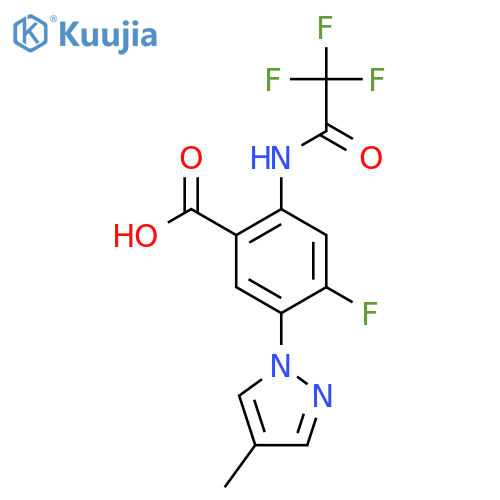4-fluoro-5-(4-methyl-1H-pyrazol-1-yl)-2-(2,2,2-trifluoroacetamido)benzoic acid structure
