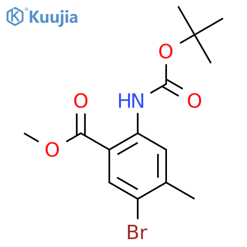 methyl 5-bromo-2-{(tert-butoxy)carbonylamino}-4-methylbenzoate structure