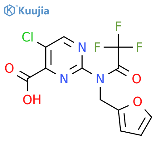 5-chloro-2-{2,2,2-trifluoro-N-(furan-2-yl)methylacetamido}pyrimidine-4-carboxylic acid structure