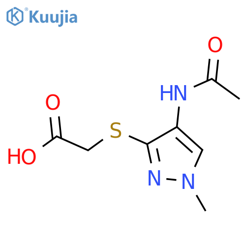 2-(4-acetamido-1-methyl-1H-pyrazol-3-yl)sulfanylacetic acid structure