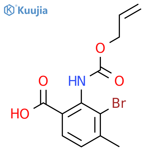 3-bromo-4-methyl-2-{(prop-2-en-1-yloxy)carbonylamino}benzoic acid structure