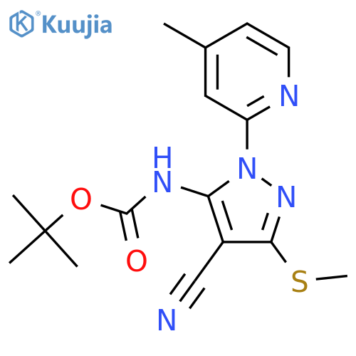 tert-butyl N-[4-cyano-1-(4-methylpyridin-2-yl)-3-(methylsulfanyl)-1H-pyrazol-5-yl]carbamate structure