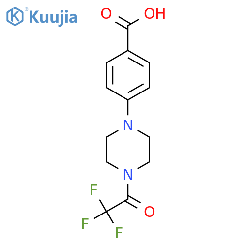 4-4-(2,2,2-trifluoroacetyl)piperazin-1-ylbenzoic acid structure