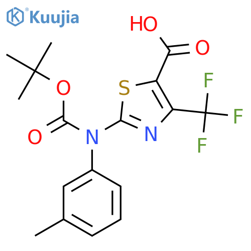 2-{(tert-butoxy)carbonyl(3-methylphenyl)amino}-4-(trifluoromethyl)-1,3-thiazole-5-carboxylic acid structure
