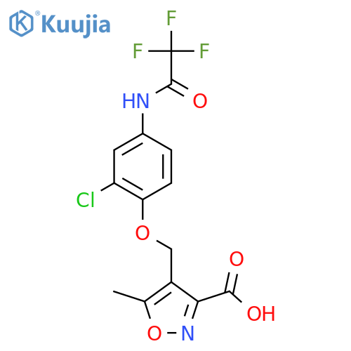 4-{2-chloro-4-(2,2,2-trifluoroacetamido)phenoxymethyl}-5-methyl-1,2-oxazole-3-carboxylic acid structure