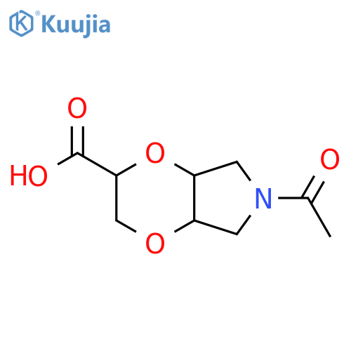 6-acetyl-hexahydro-2H-1,4dioxino2,3-cpyrrole-2-carboxylic acid structure