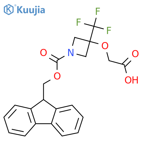 2-(1-{(9H-fluoren-9-yl)methoxycarbonyl}-3-(trifluoromethyl)azetidin-3-yl)oxyacetic acid structure
