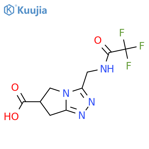 3-[(2,2,2-trifluoroacetamido)methyl]-5H,6H,7H-pyrrolo[2,1-c][1,2,4]triazole-6-carboxylic acid structure
