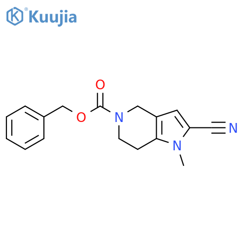 benzyl 2-cyano-1-methyl-1H,4H,5H,6H,7H-pyrrolo[3,2-c]pyridine-5-carboxylate structure