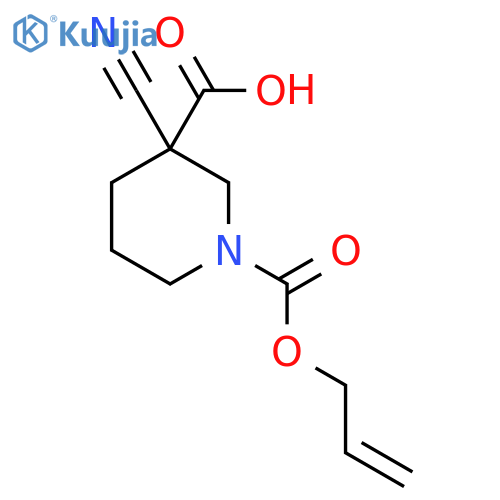 3-cyano-1-(prop-2-en-1-yloxy)carbonylpiperidine-3-carboxylic acid structure